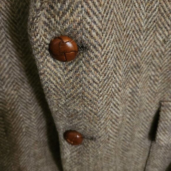 WFF By Farah Brown Wool Herringbone Tweed Sport Coat Blazer Size 44R - Picture 3 of 8